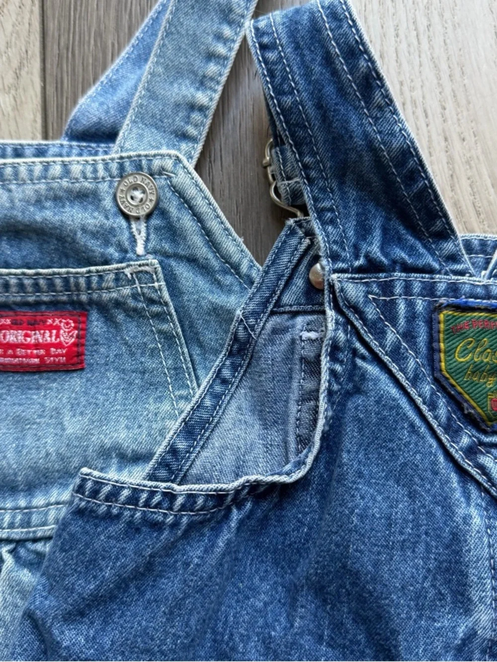 Vintage Old Navy and GAP Baby Denim Overalls Duo - Light & Dark Blue 3-6 Months